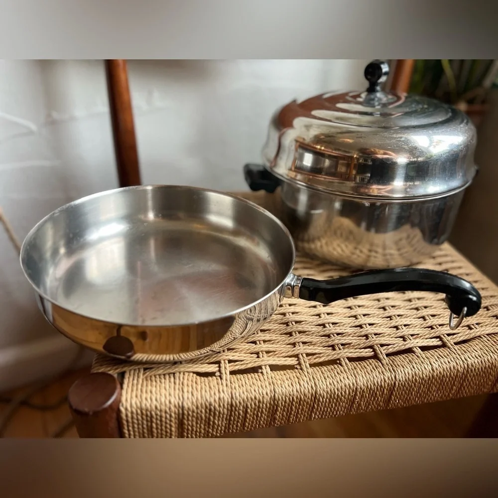 Vintage Farberware USA 10” Skillet & Dutch Oven Set w/ Dome Lid Stainless